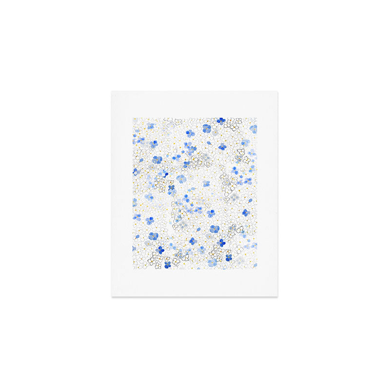 blue abstract hydrangea pattern Art Print Gallery Image 1