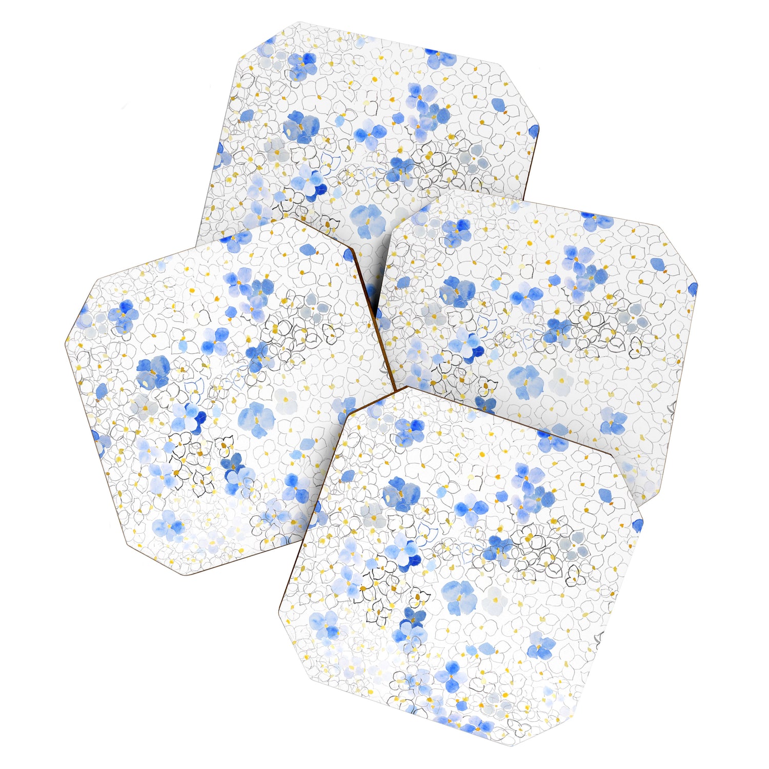 blue abstract hydrangea pattern Coaster Gallery Image 1