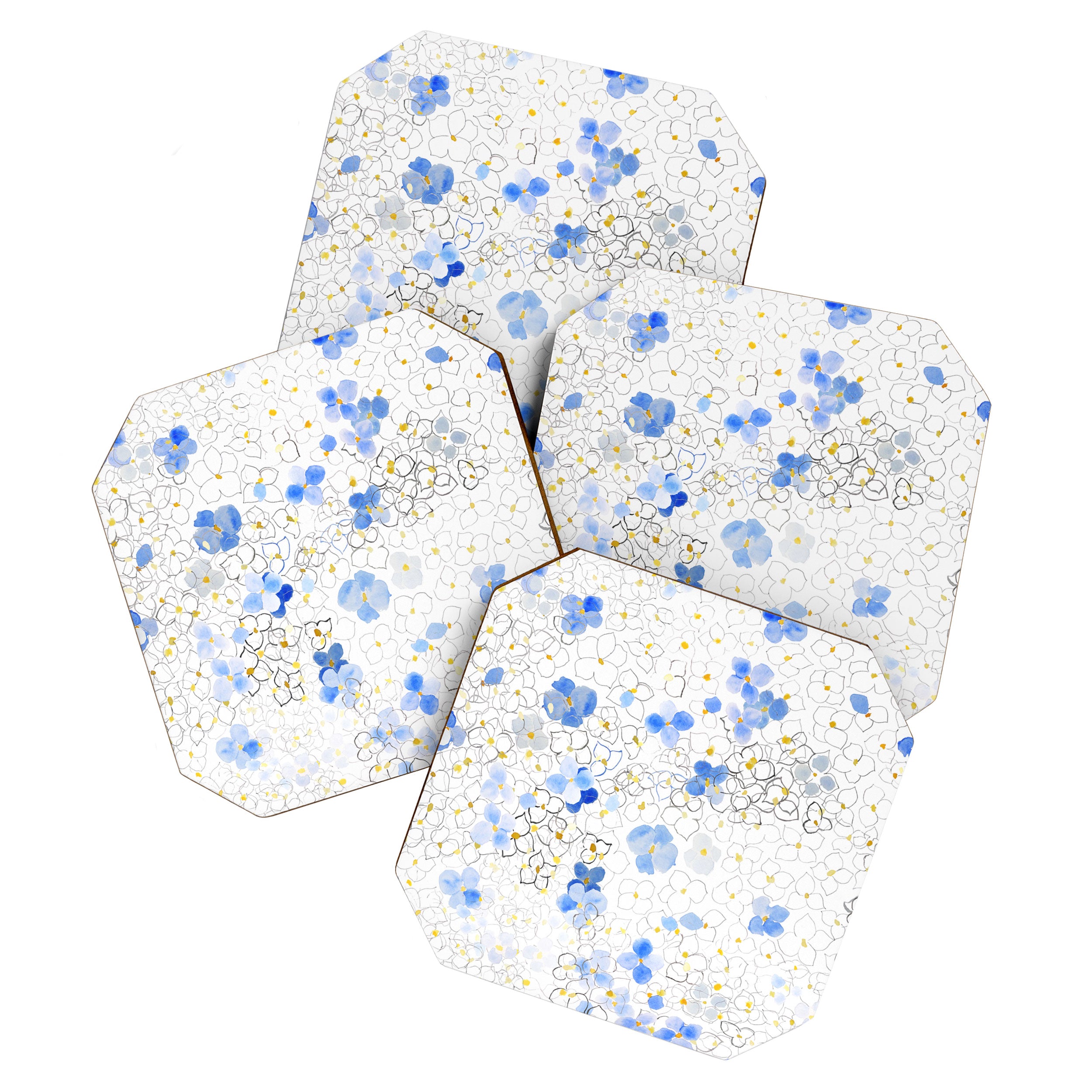 blue abstract hydrangea pattern Coaster Gallery Image 1