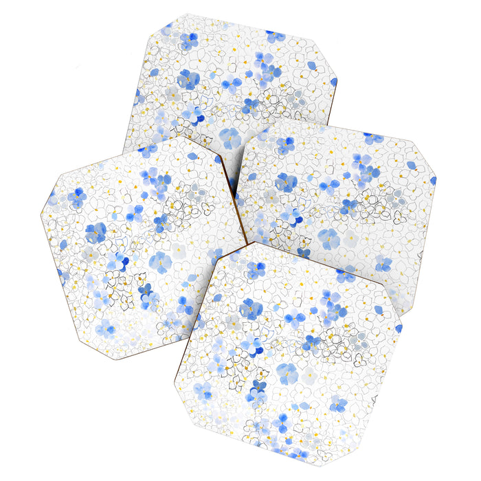 blue abstract hydrangea pattern Coaster Gallery Image 1