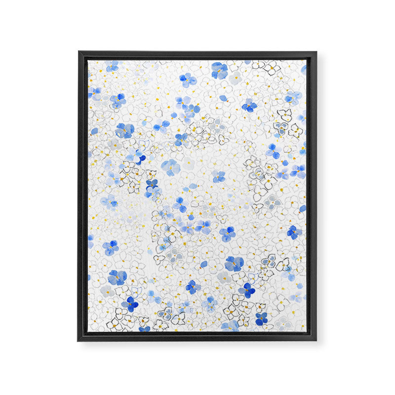 blue abstract hydrangea pattern Framed Canvas Print Gallery Image 6