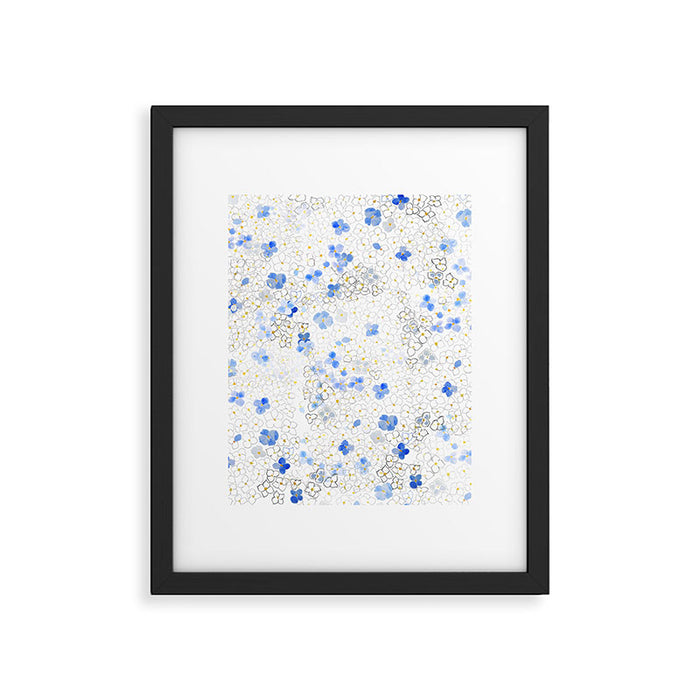 blue abstract hydrangea pattern Framed Art Print Gallery Image 1
