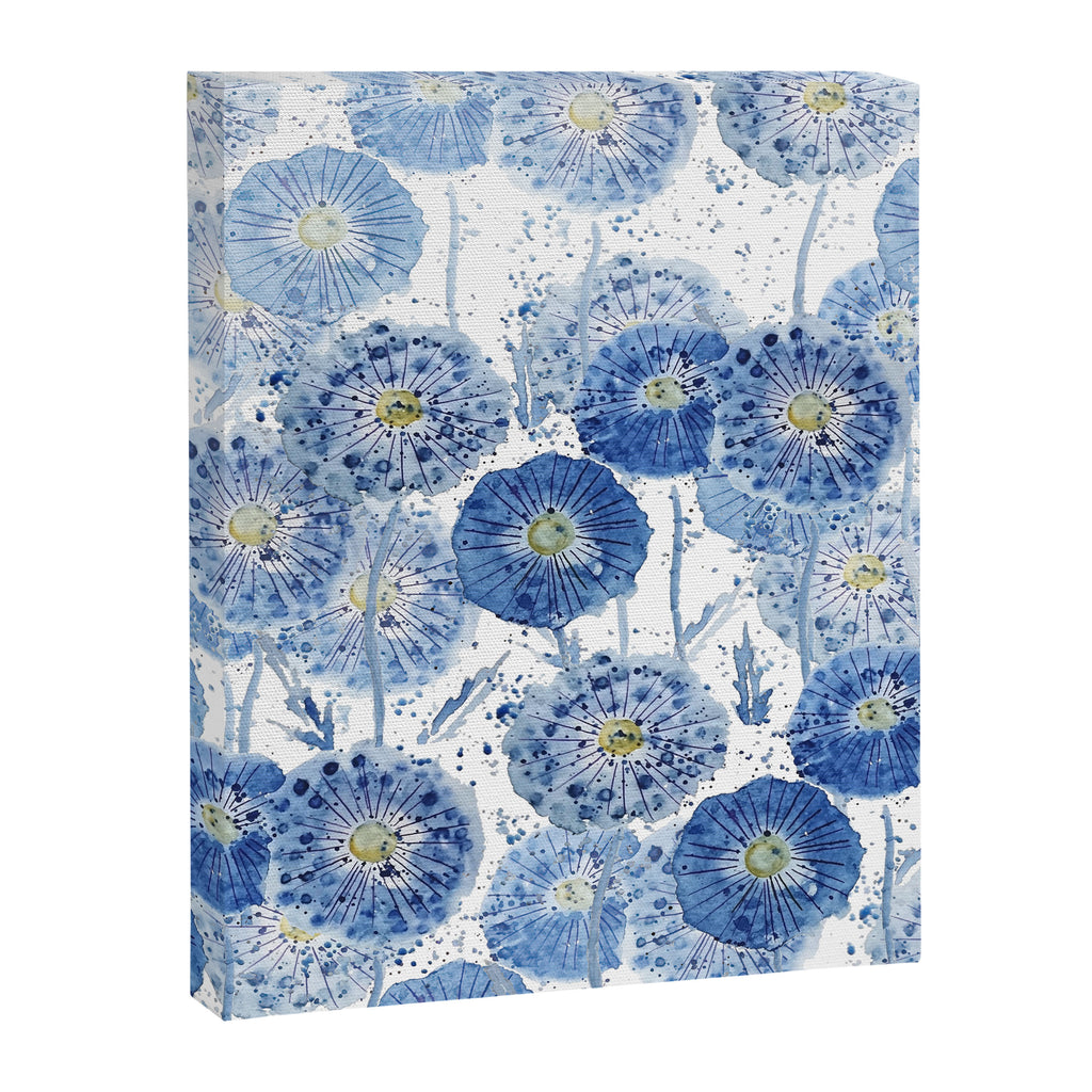 blue indigo dandelion pattern watercolor Canvas Print Gallery Image 8