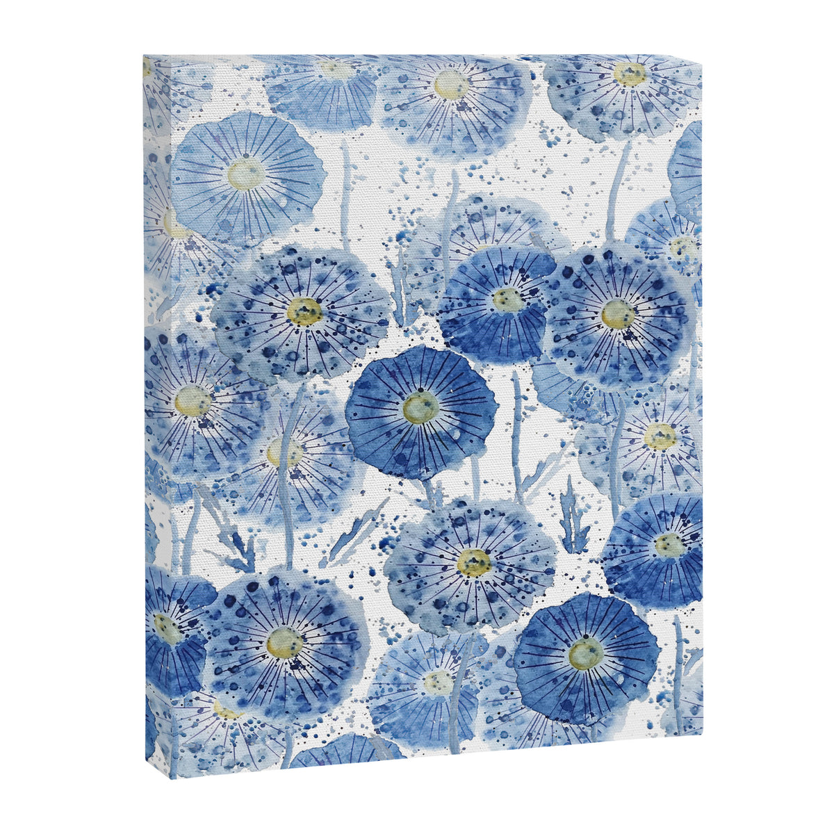 blue indigo dandelion pattern watercolor Canvas Print Gallery Image 8