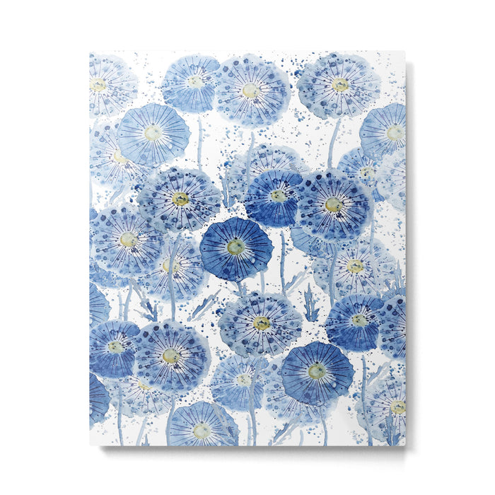 blue indigo dandelion pattern watercolor Metal Print Gallery Image 1