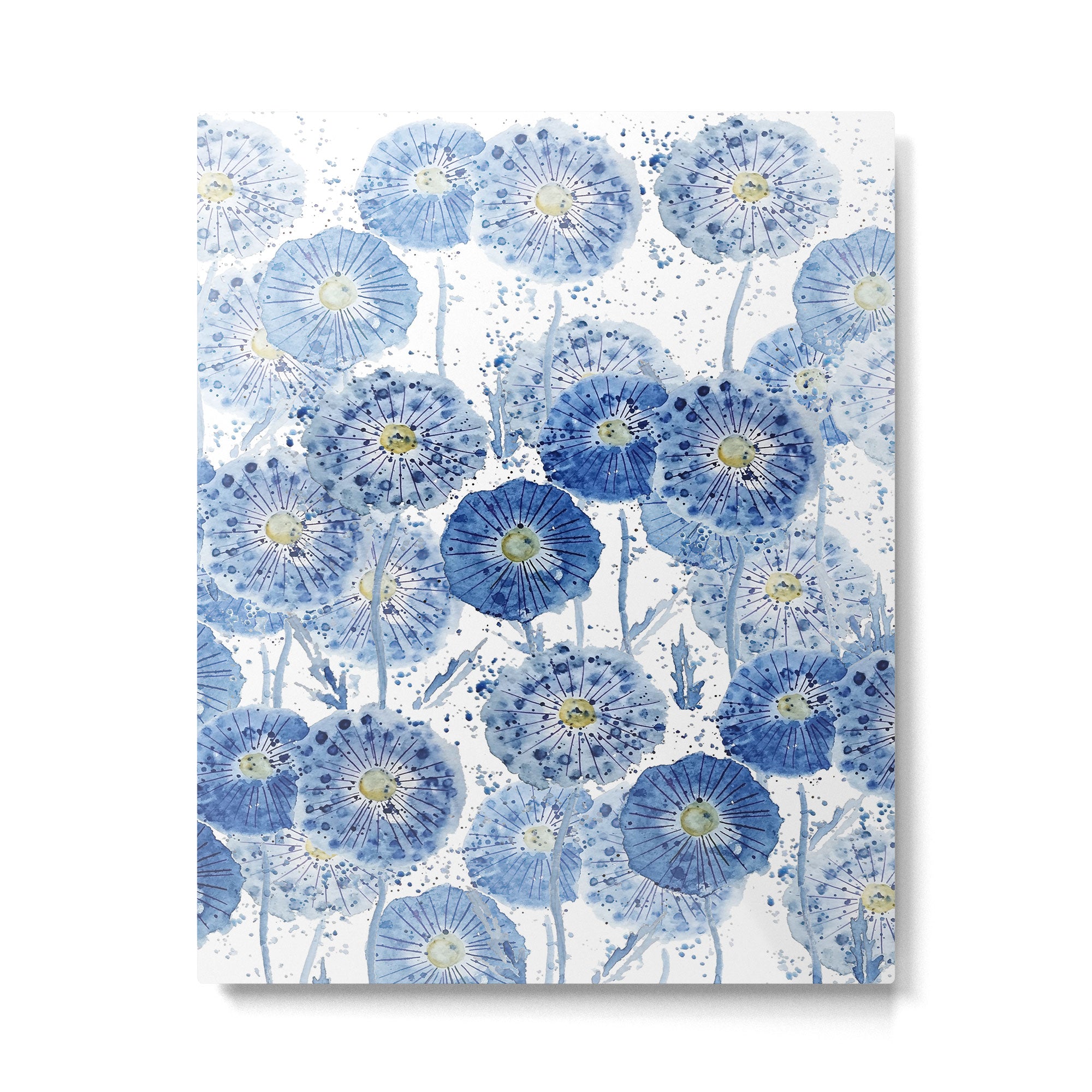 blue indigo dandelion pattern watercolor Metal Print Gallery Image 6