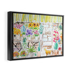 cheerful flower shop and a cat watercolor  Framed Canvas Print Gallery Image 2