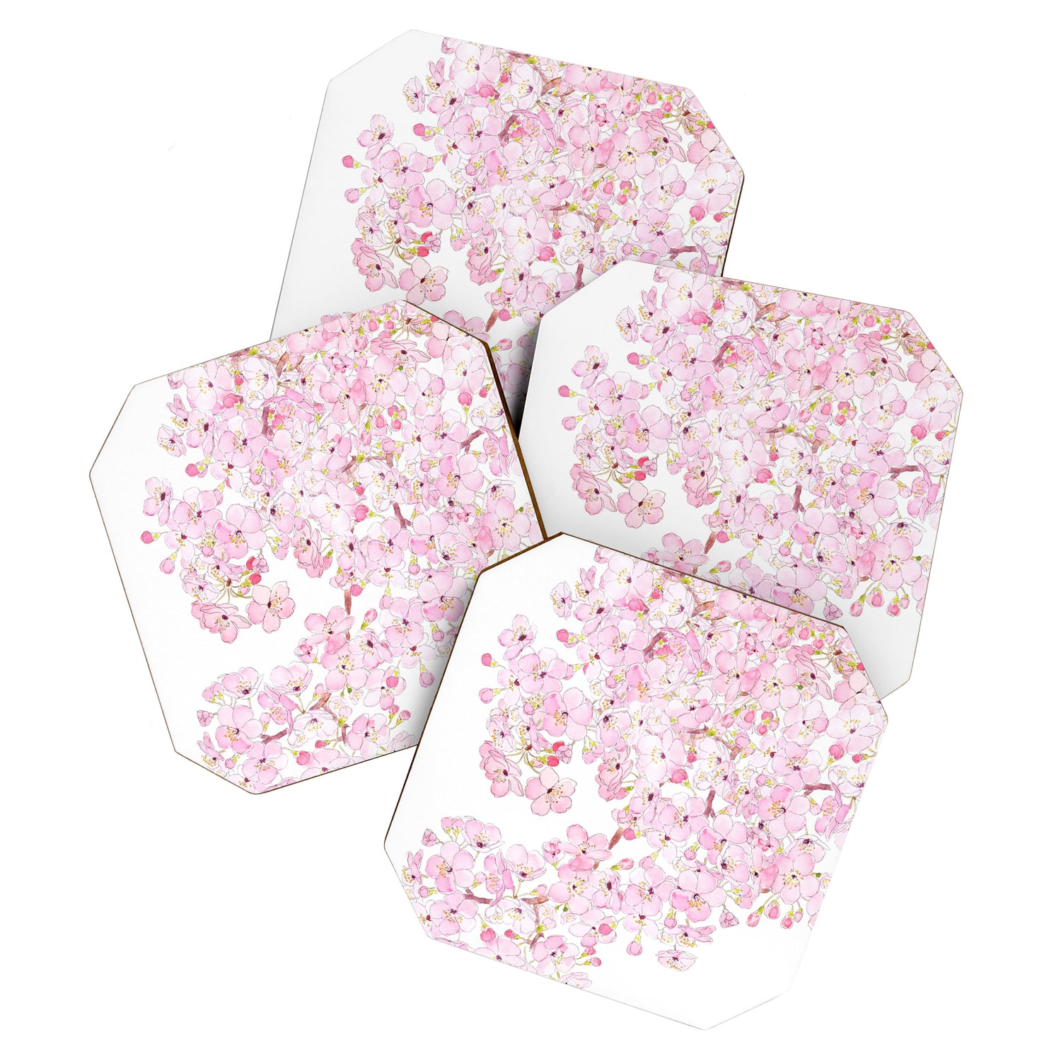 cherry blossom ink and watercolor 1 Coaster Gallery Image 1