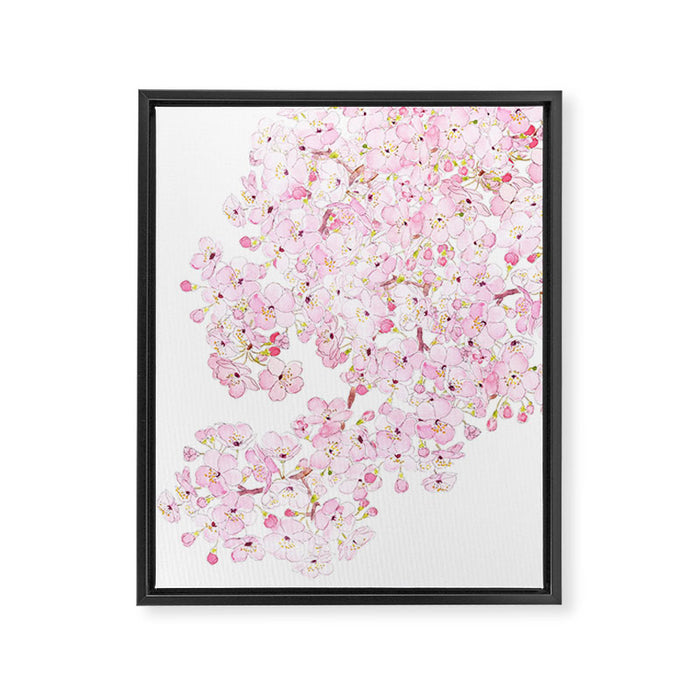 cherry blossom ink and watercolor 1 Framed Canvas Print Gallery Image 1