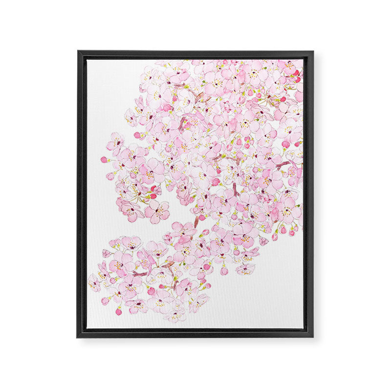 cherry blossom ink and watercolor 1 Framed Canvas Print Gallery Image 8