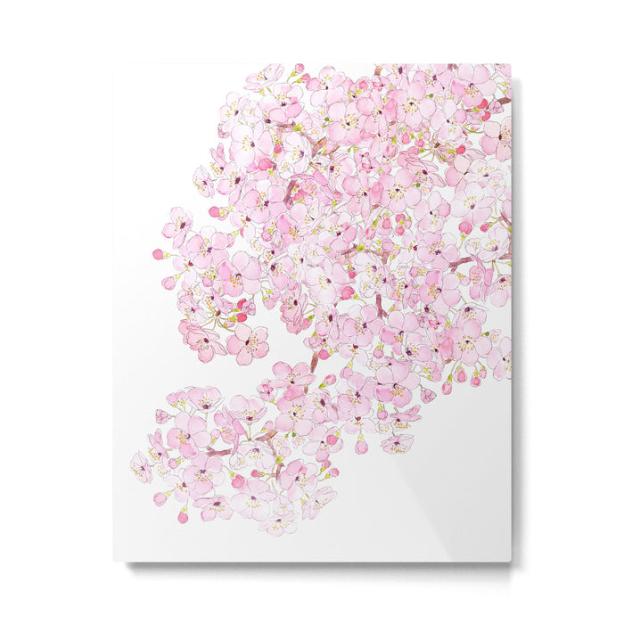 cherry blossom ink and watercolor 1 Metal Print Gallery Image 1