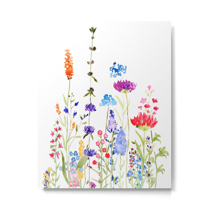 colorful wild flowers watercolor painting Metal Print Gallery Image 1