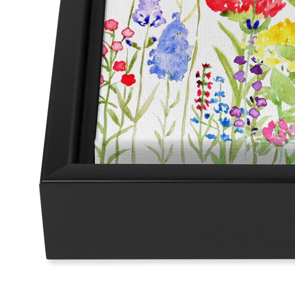 colorful wildflower fields watercolor Framed Canvas Print Gallery Image 3