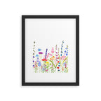 colorful wildflower fields watercolor Framed Art Print Gallery Image 6