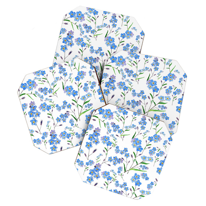 forget me not pattern watercolor  Coaster Gallery Image 1
