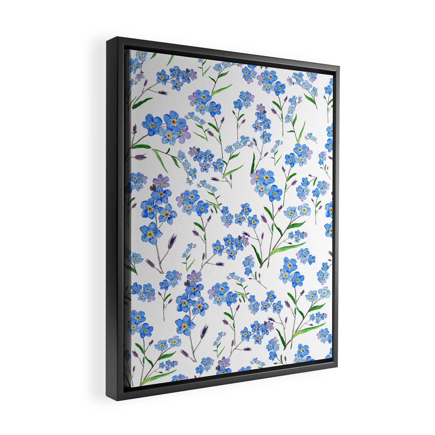 forget me not pattern watercolor  Framed Canvas Print Gallery Image 2
