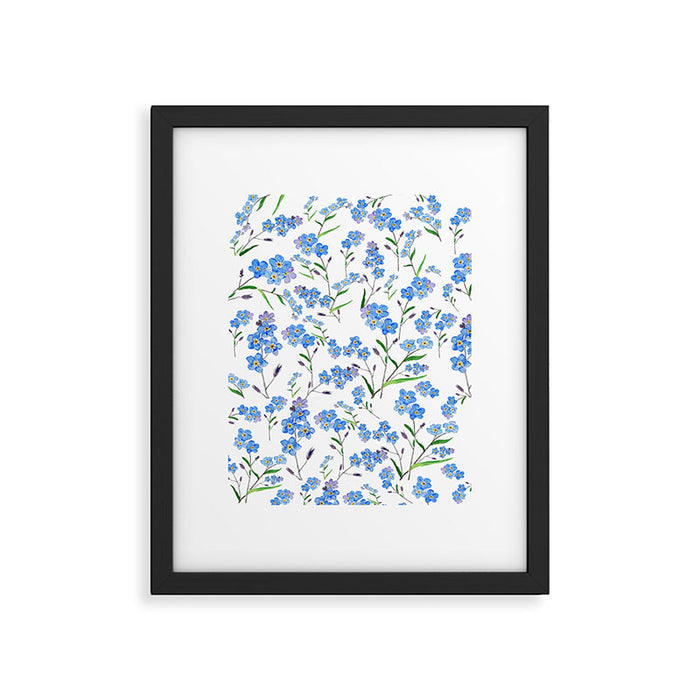 forget me not pattern watercolor  Framed Art Print Gallery Image 1