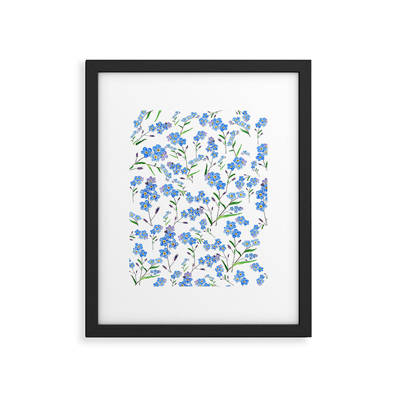 forget me not pattern watercolor  Framed Art Print Gallery Image 5