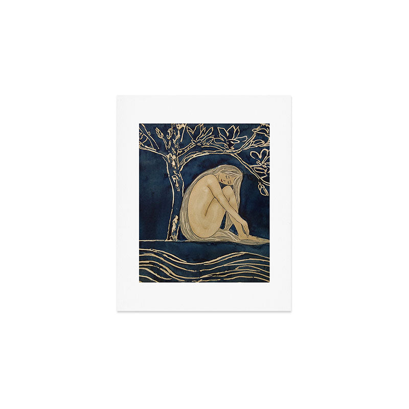 Girl sleeping under magnolia flowers Art Print Gallery Image 1