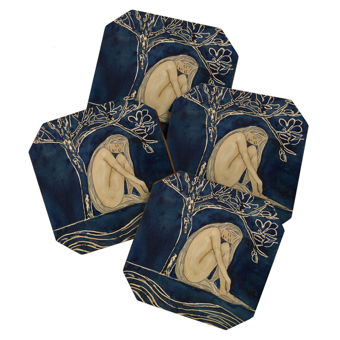Girl sleeping under magnolia flowers Coaster Gallery Image 1