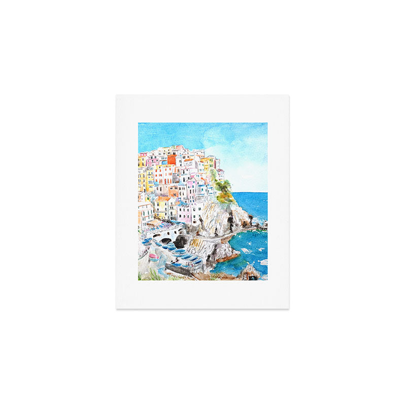 Italy Cinque Terre watercolor painting Art Print Gallery Image 1