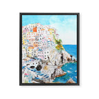Italy Cinque Terre watercolor painting Framed Canvas Print Gallery Image 8