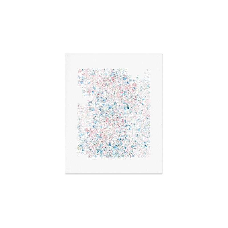 light pink and blue baby's breath flowers pattern Art Print Gallery Image 1