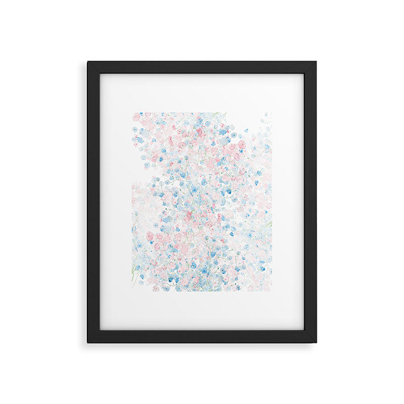 light pink and blue baby's breath flowers pattern Framed Art Print Gallery Image 5