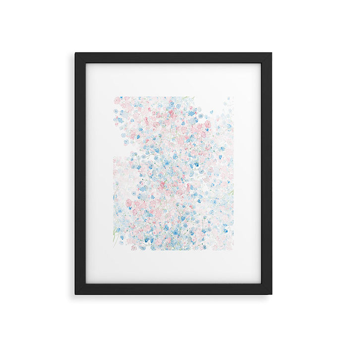 light pink and blue baby's breath flowers pattern Framed Art Print Gallery Image 1