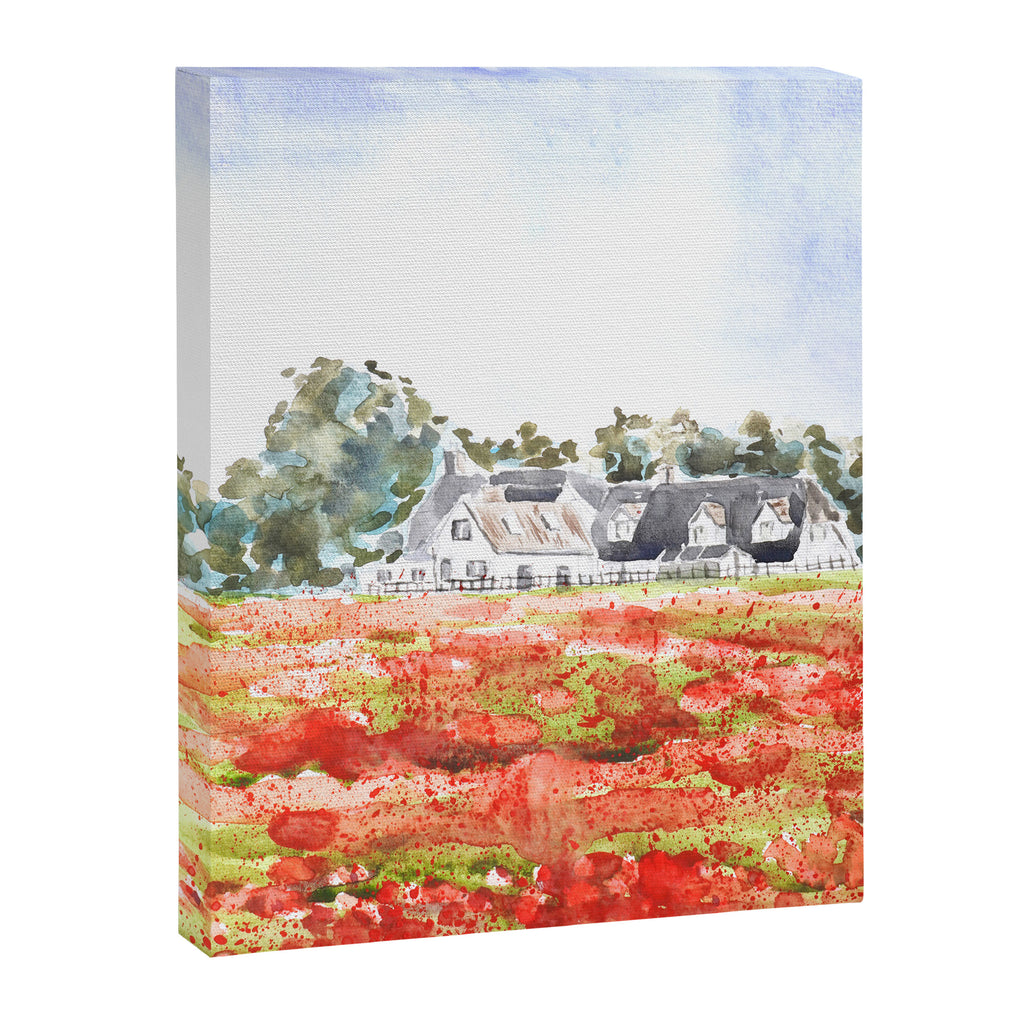 orange poppy field watercolour  Canvas Print Gallery Image 6