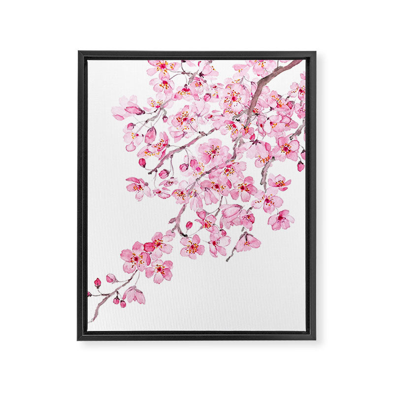 pink cherry blossom watercolor 2020 Framed Canvas Print Gallery Image 6