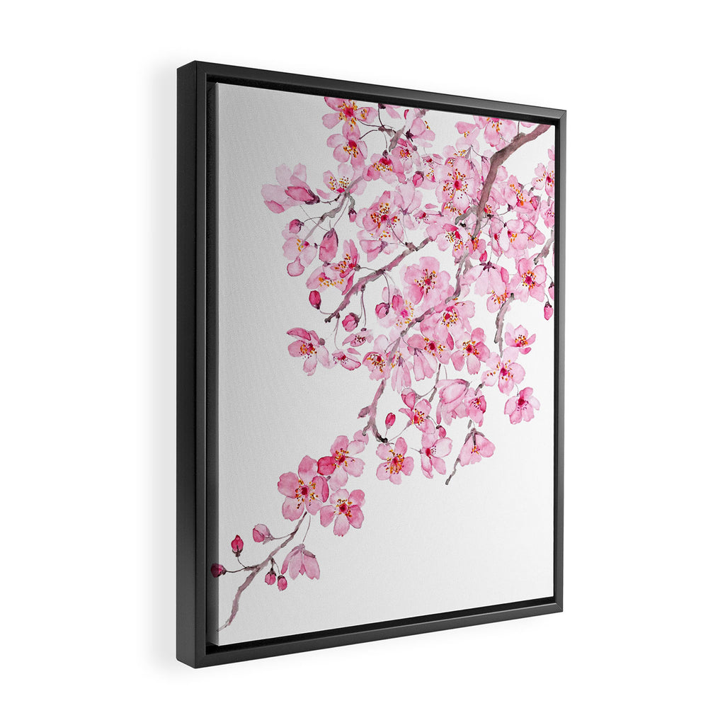 pink cherry blossom watercolor 2020 Framed Canvas Print Gallery Image 2
