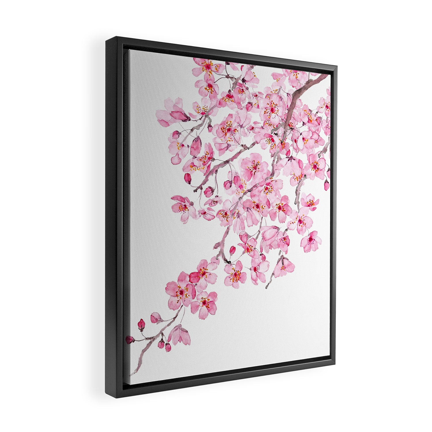 pink cherry blossom watercolor 2020 Framed Canvas Print Gallery Image 2
