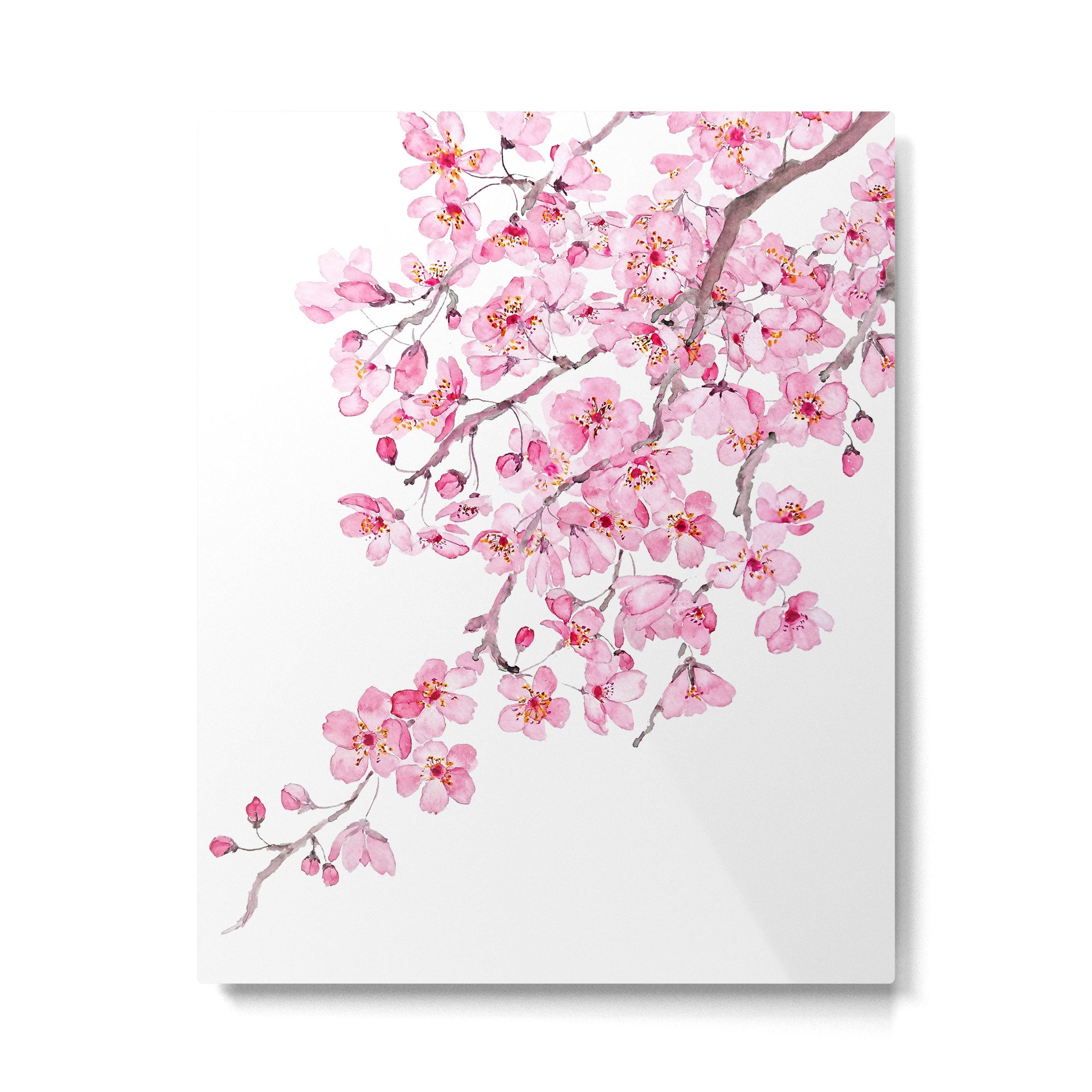 pink cherry blossom watercolor 2020 Metal Print Gallery Image 4
