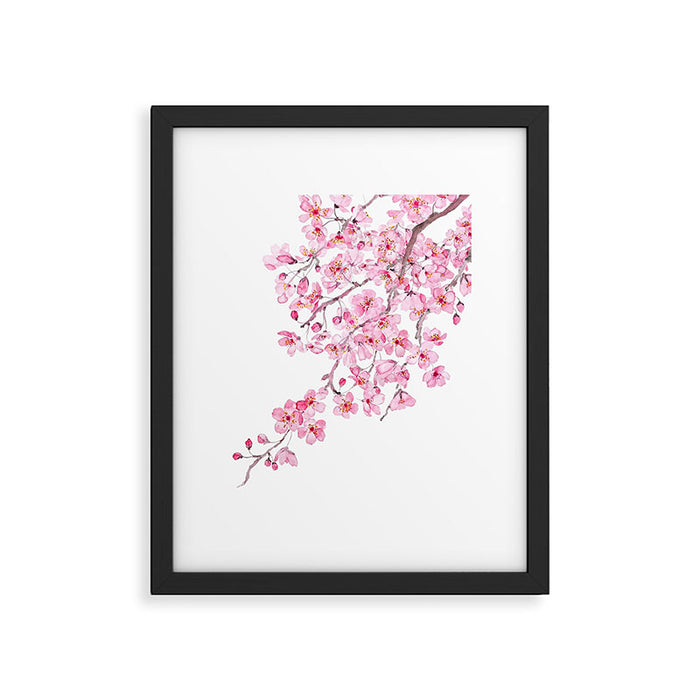 pink cherry blossom watercolor 2020 Framed Art Print Gallery Image 1