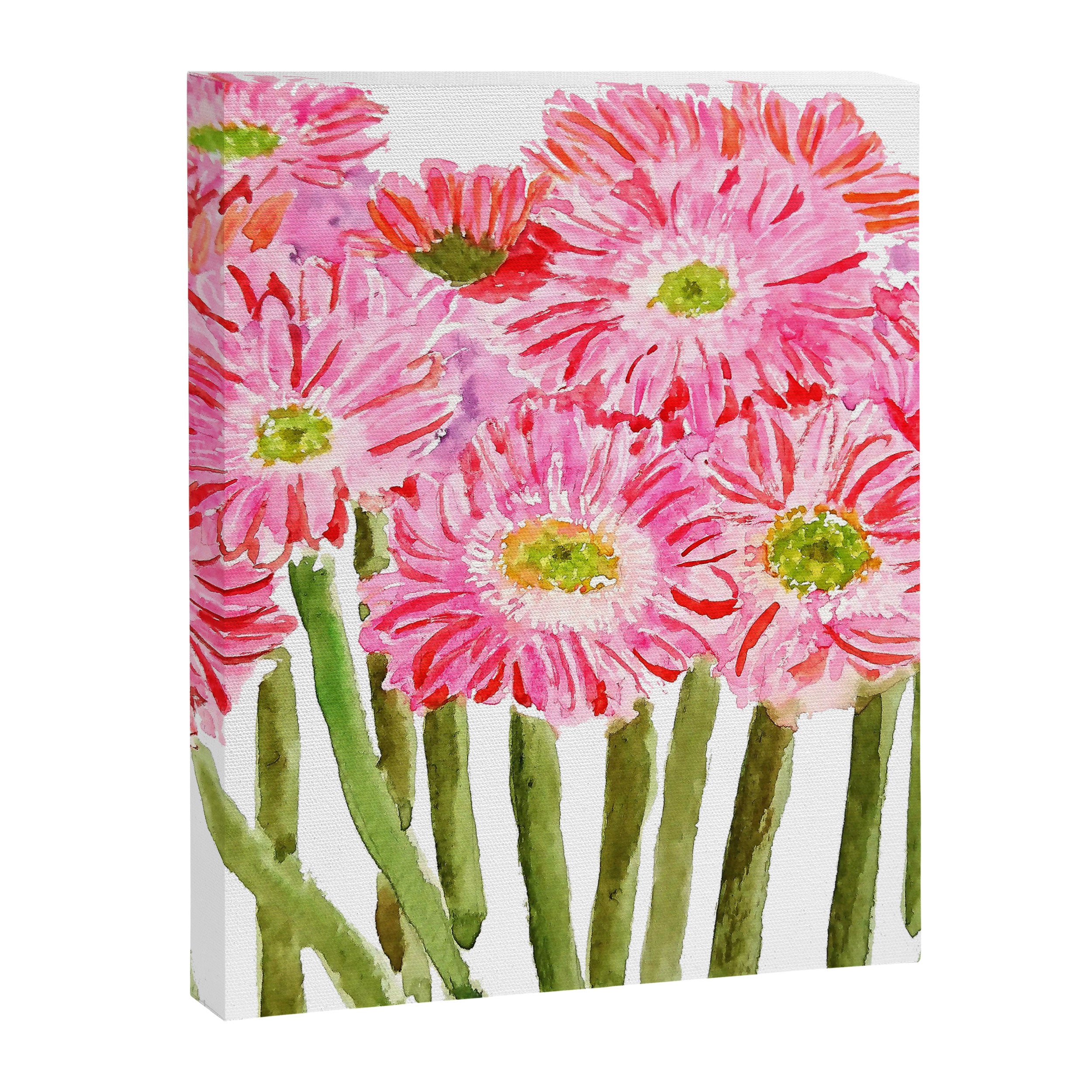 Pink Gerbera Daisy watercolor Canvas Print Gallery Image 8