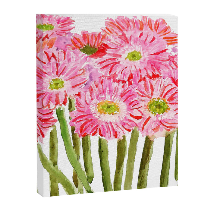 Pink Gerbera Daisy watercolor Canvas Print Gallery Image 1