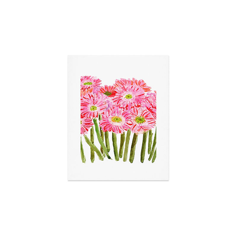 Pink Gerbera Daisy watercolor Art Print Gallery Image 1
