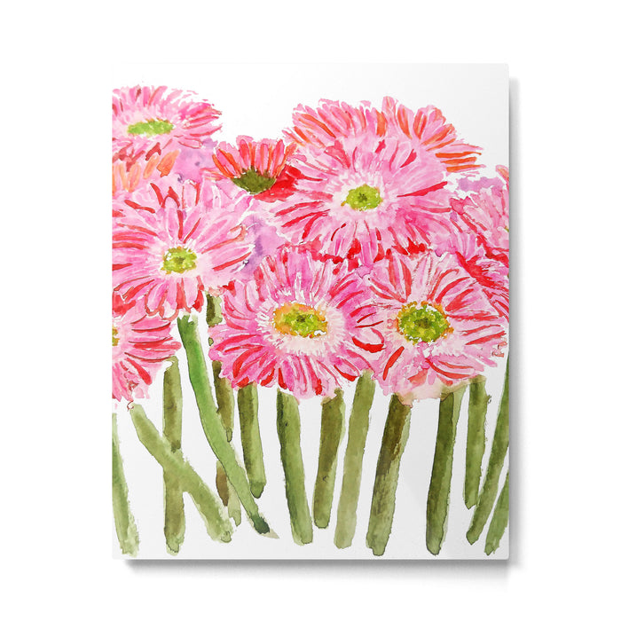 Pink Gerbera Daisy watercolor Metal Print Gallery Image 1