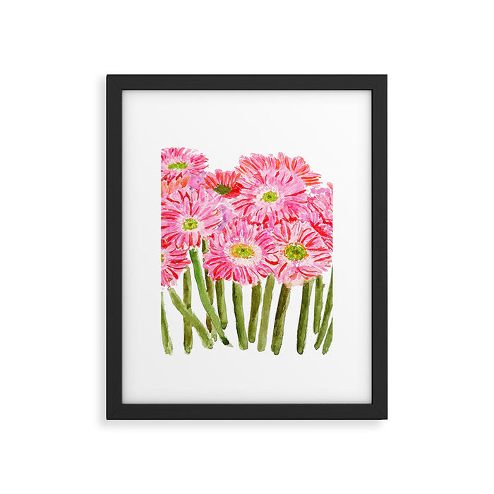 Pink Gerbera Daisy watercolor Framed Art Print Gallery Image 1