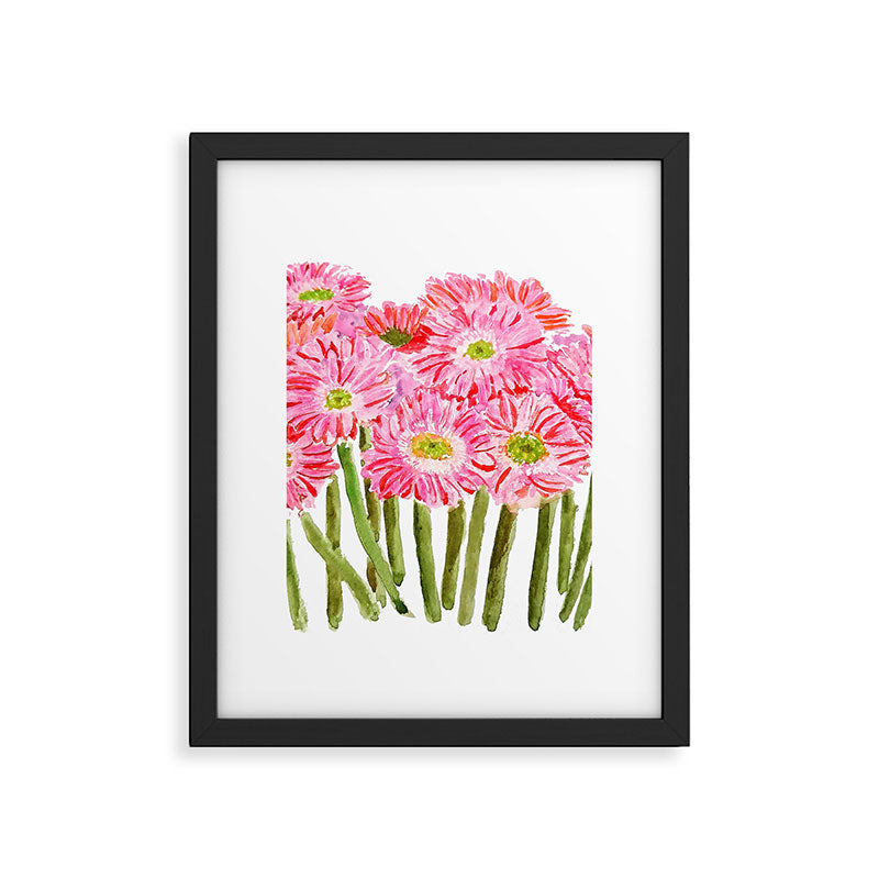 Pink Gerbera Daisy watercolor Framed Art Print Gallery Image 6