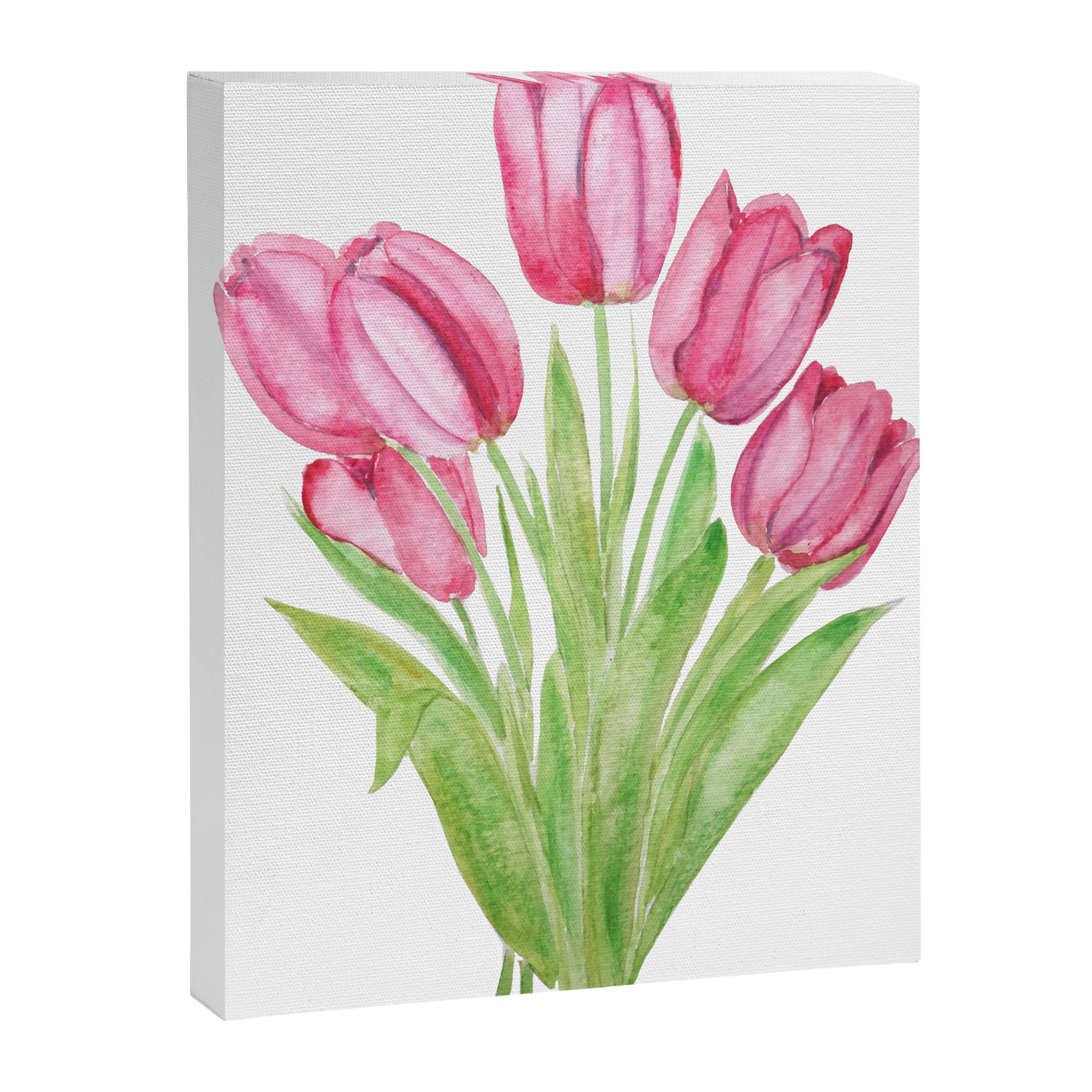 pink tulips watercolor Canvas Print Gallery Image 6