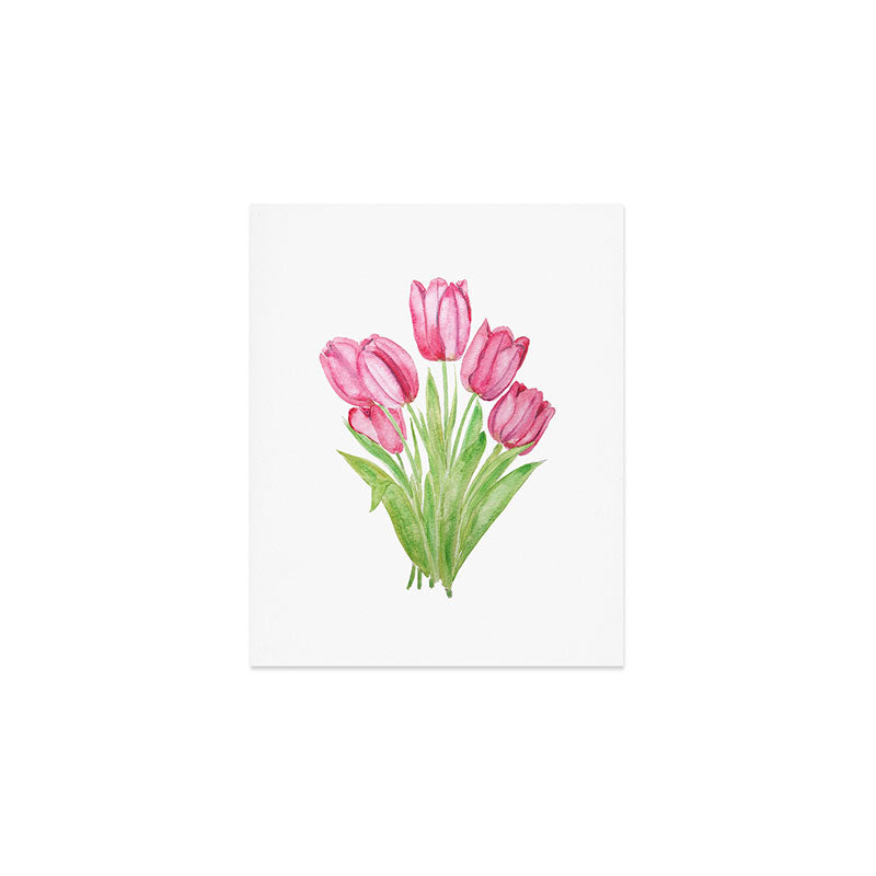 pink tulips watercolor Art Print Gallery Image 1