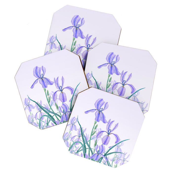 purple iris watercolor Coaster Gallery Image 1