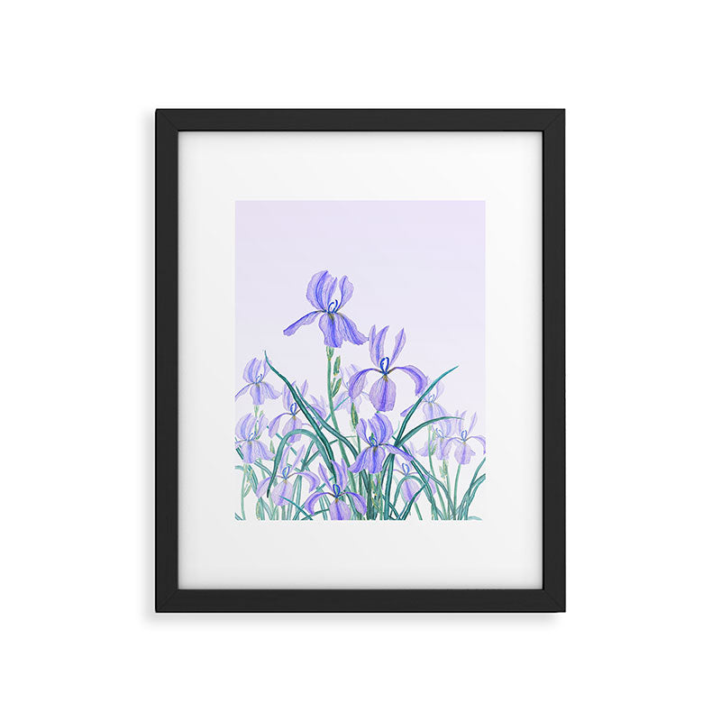 purple iris watercolor Framed Art Print Gallery Image 5