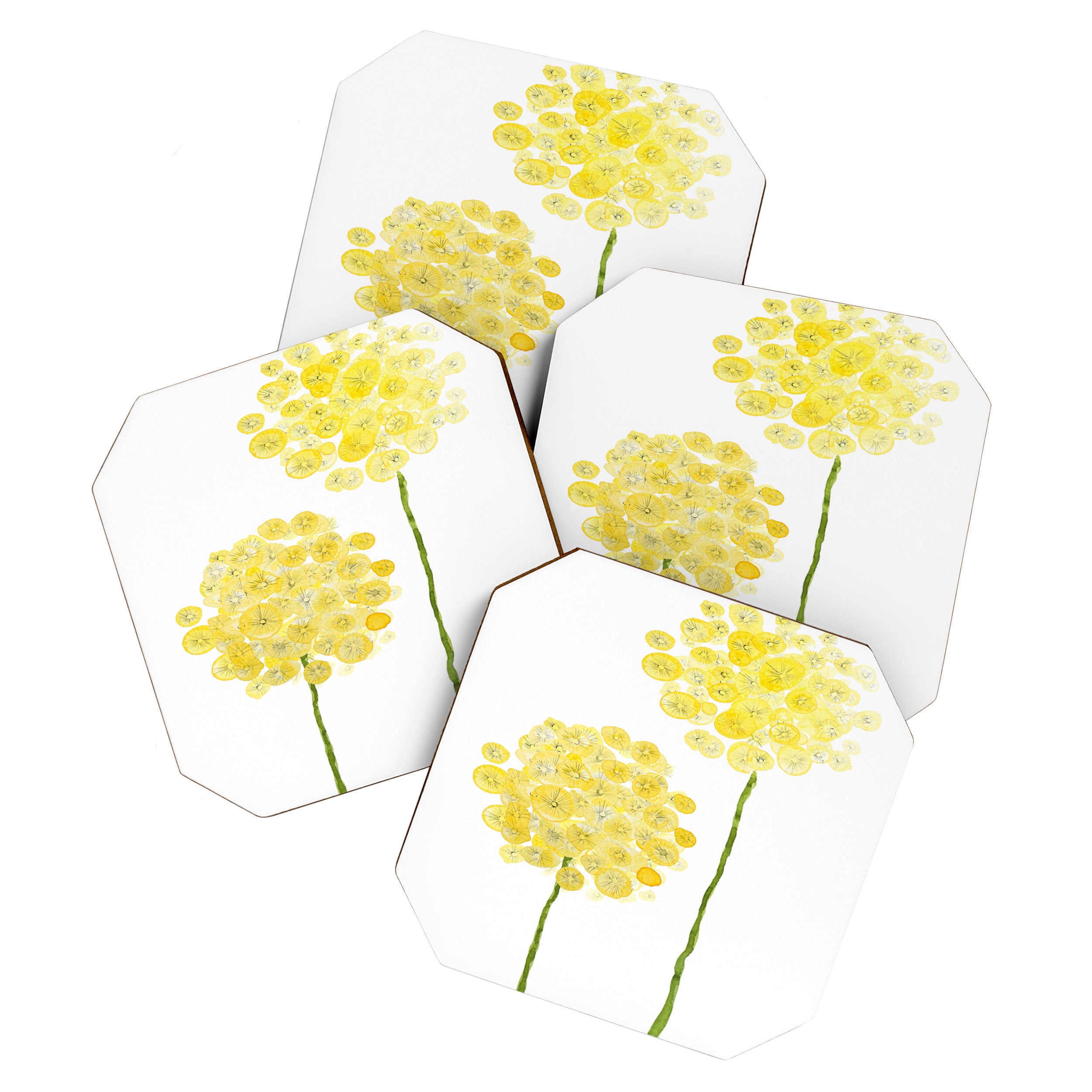 two abstract dandelions watercolor Coaster Gallery Image 1