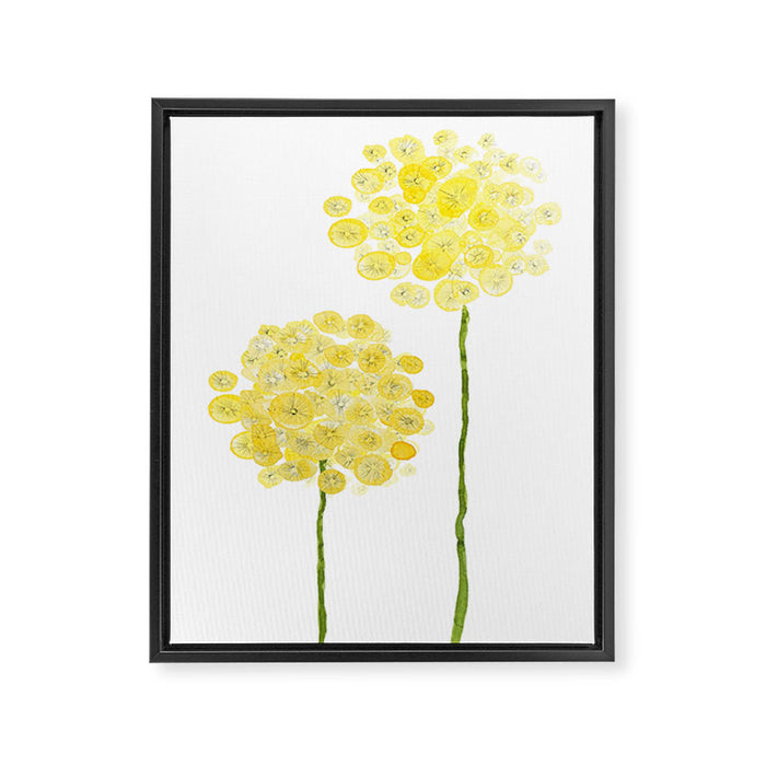 two abstract dandelions watercolor Framed Canvas Print Gallery Image 1