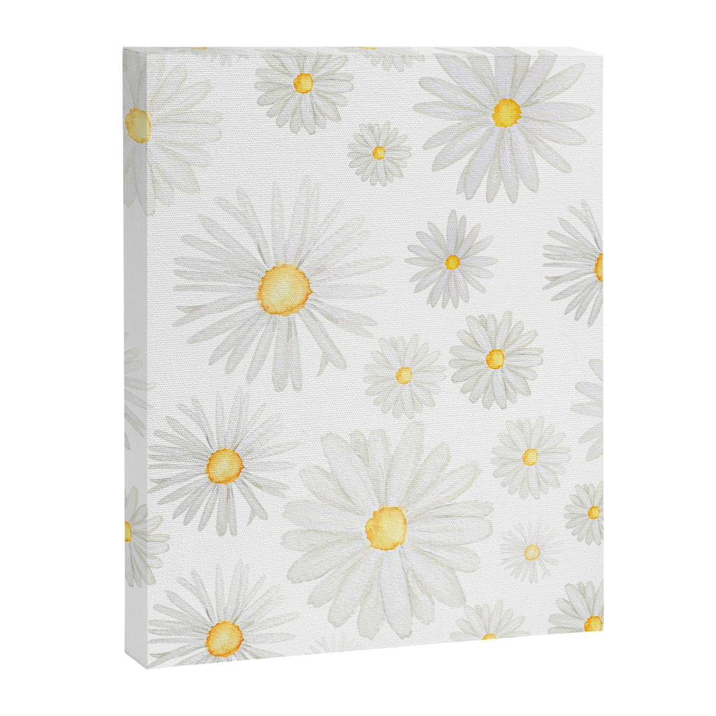 white daisy pattern watercolor Canvas Print Gallery Image 8
