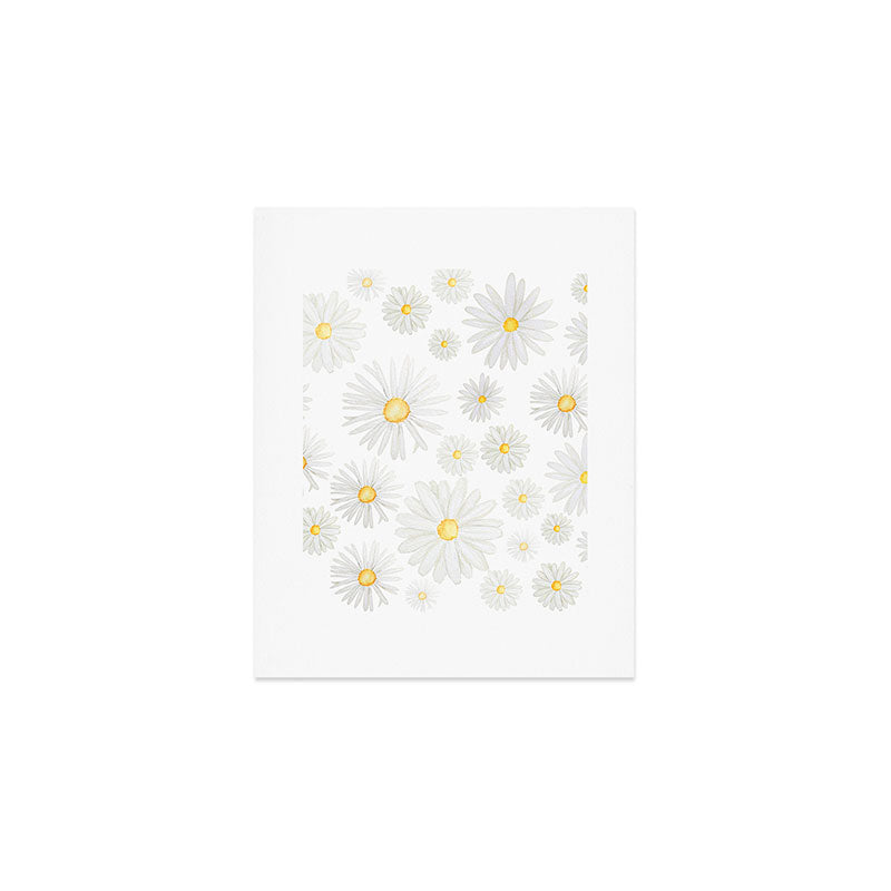 white daisy pattern watercolor Art Print Gallery Image 1