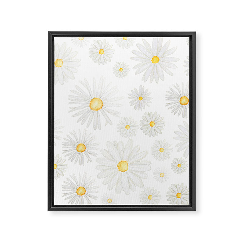 white daisy pattern watercolor Framed Canvas Print Gallery Image 8